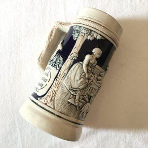 Vintage German Porcelain Beer Stein Mug Hand Painted Huntsman No Lid